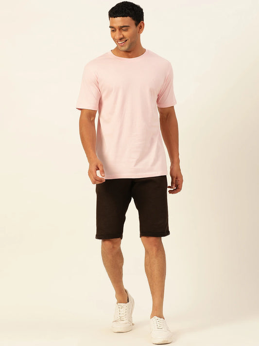 Premium Baby Pink Solid Round Neck Unisex Comfort Fit T-Shirt