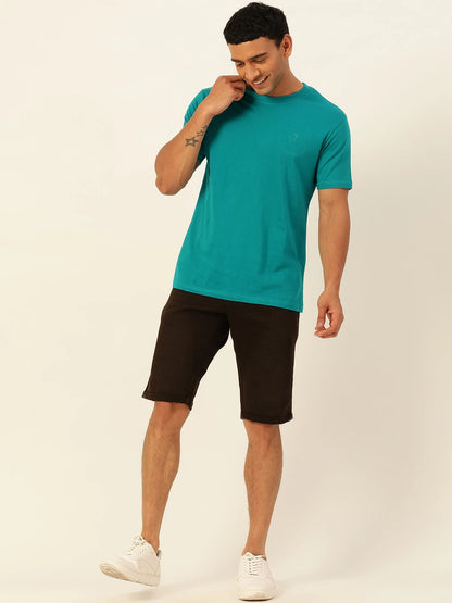 Premium Teal Solid Round Neck Unisex Comfort Fit T-Shirt