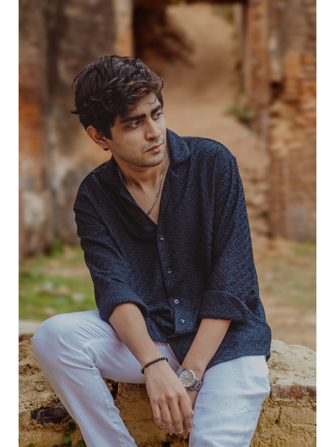 Sustainable Chikankari Embroidered Unisex Oversized Rayon Shirt