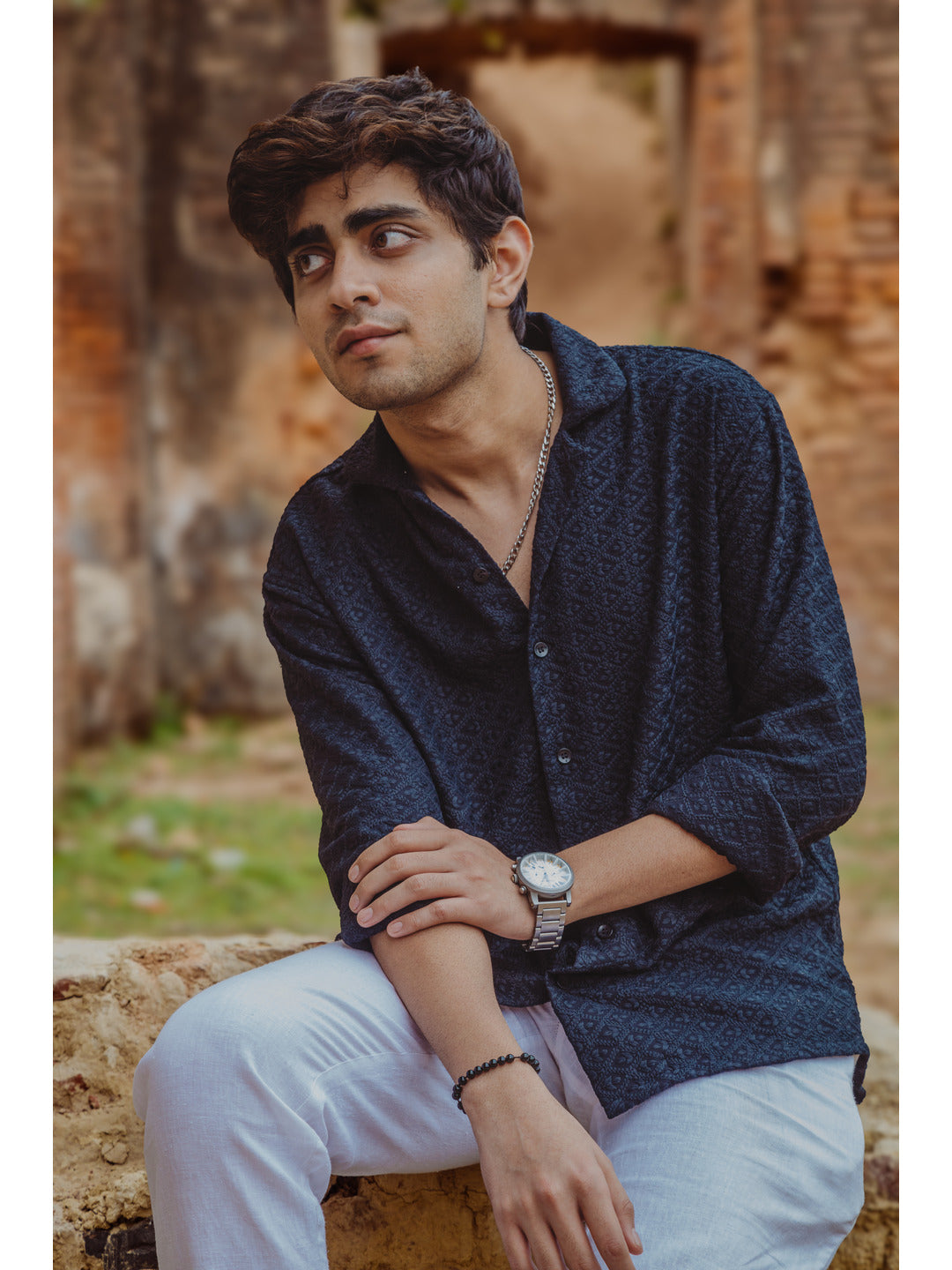 Sustainable Chikankari Embroidered Unisex Oversized Rayon Shirt