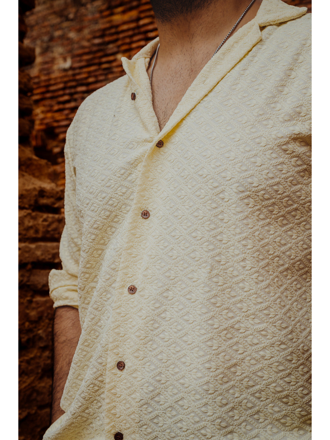 Off-White Sustainable Chikankari Embroidered Unisex Oversized Rayon Shirt