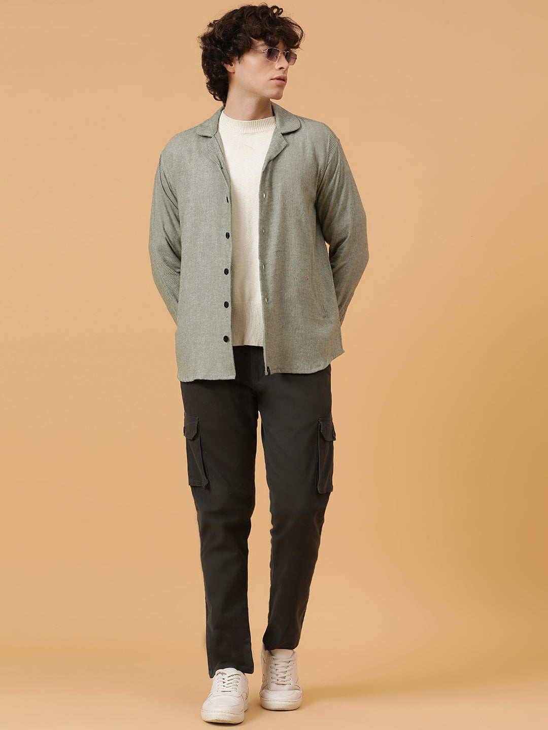 Flannel Double Kangaroo Pocket Oversized Unisex Shacket