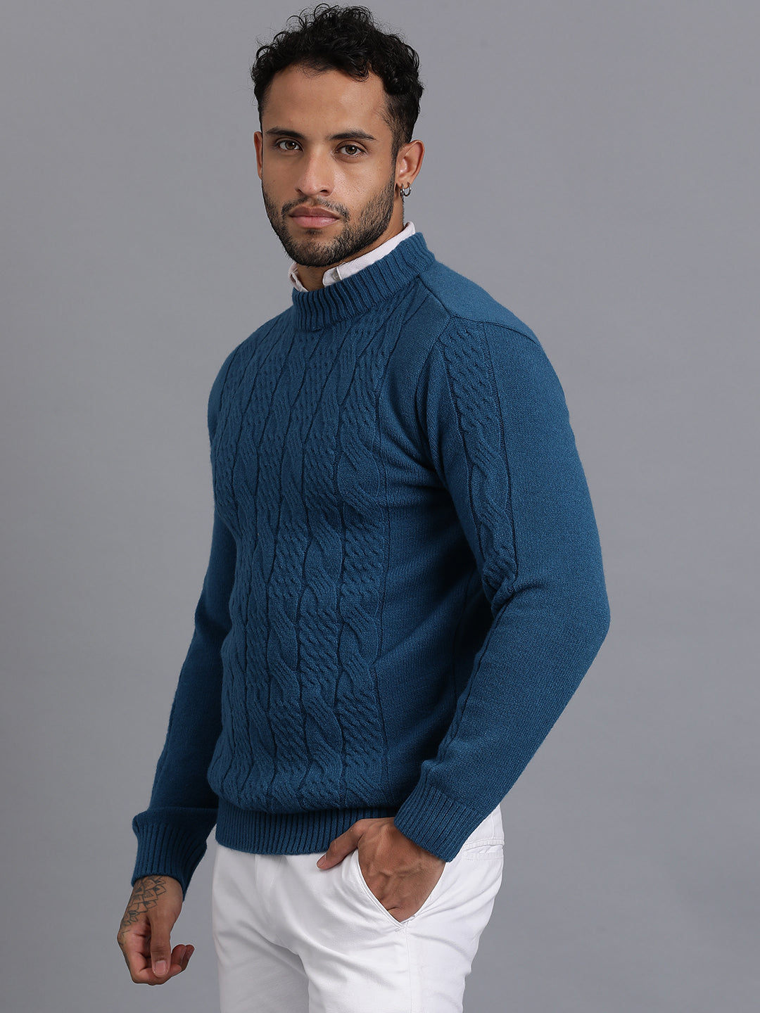 Heavy Cable Knitted Unisex Wool Unisex Sweater