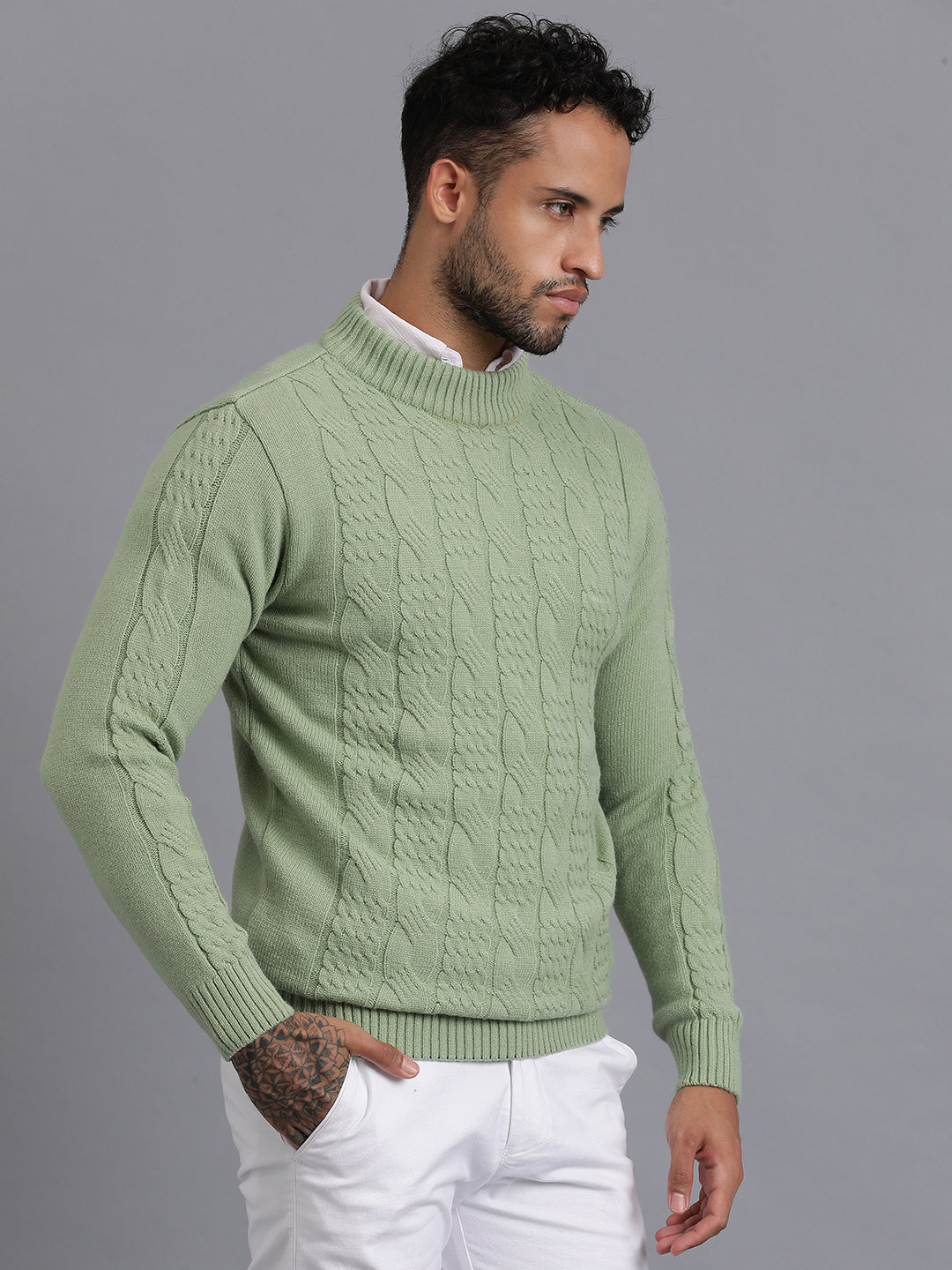 Heavy Cable Knitted Unisex Wool Unisex Sweater