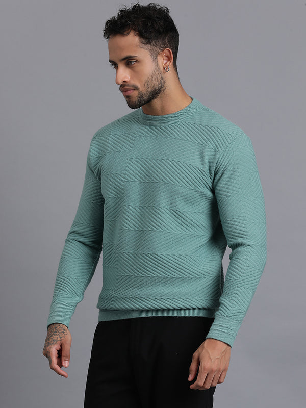 Zig Zag Knitted Unisex Wool Unisex Sweater