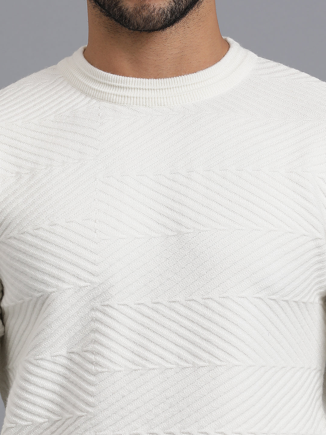 Zig Zag Knitted Unisex Wool Unisex Sweater