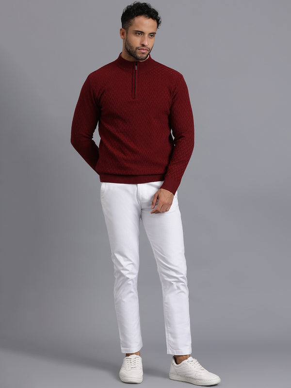 Half-Zipper Knitted Unisex Wool Unisex Sweater