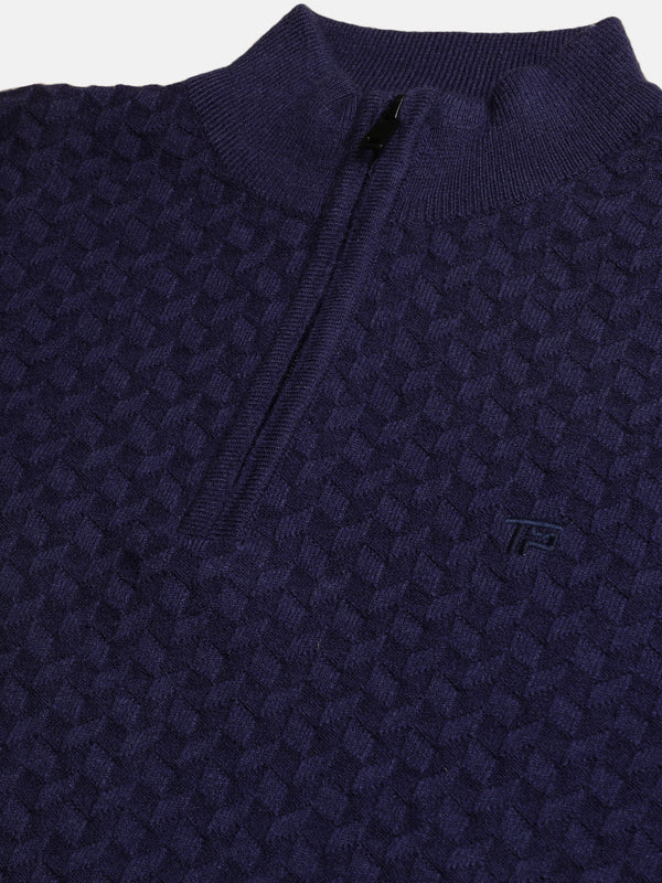 Half-Zipper Knitted Unisex Wool Unisex Sweater
