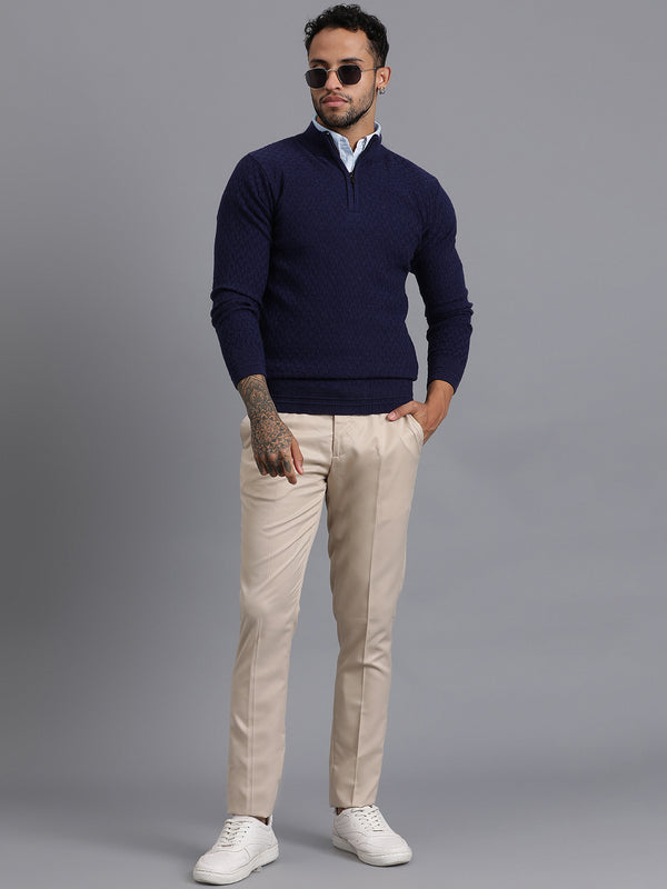 Half-Zipper Knitted Unisex Wool Unisex Sweater