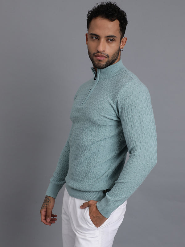 Half-Zipper Knitted Unisex Wool Unisex Sweater