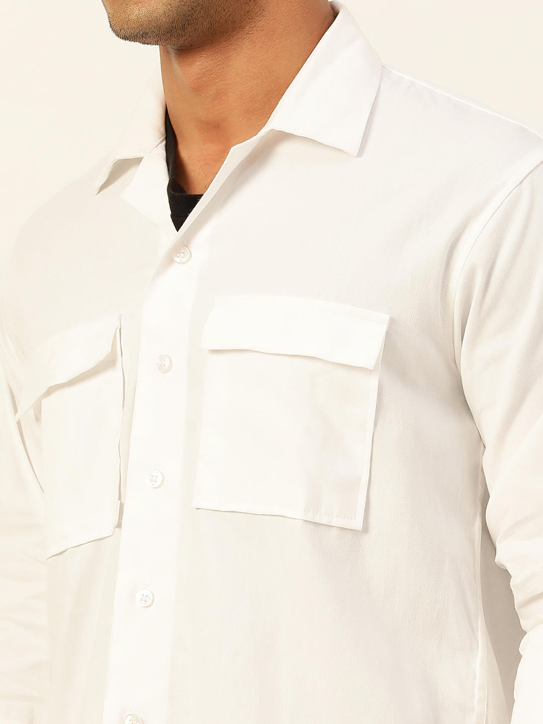 Premium White Cargo Regular Fit Unisex Cotton Overshirt