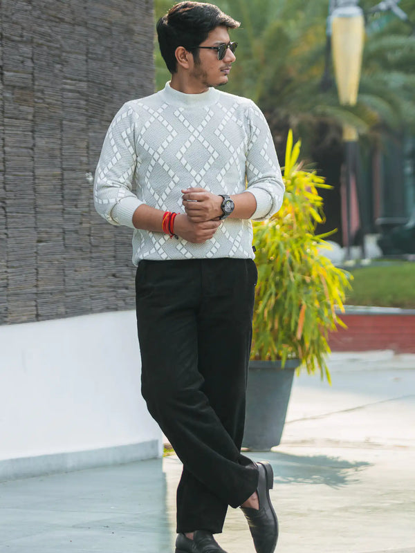 Designer Mock Neck Knitted Sweater