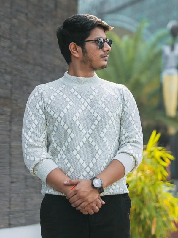 Designer Mock Neck Knitted Sweater