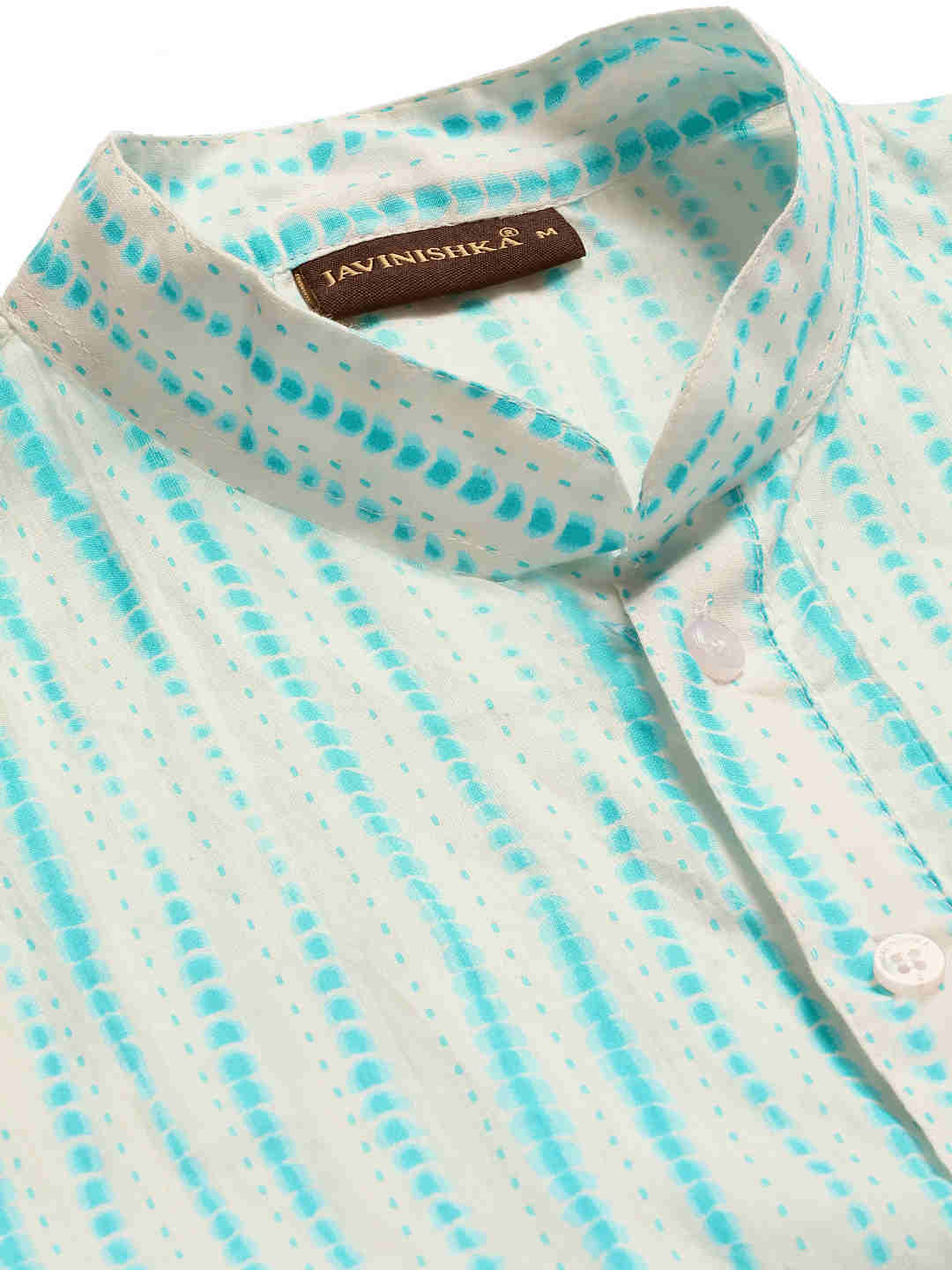 Premium Sky Blue Tie Dye Handblock Printed Short Kurta