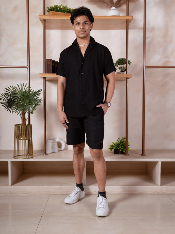 Men Relaxed Fit Linen Shorts