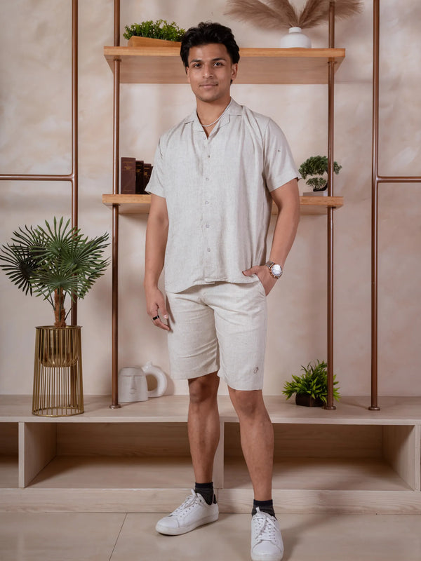 Men Relaxed Fit Linen Shorts