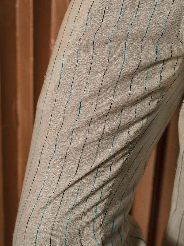 Striped Linen High-Waist Korean Fit Pants