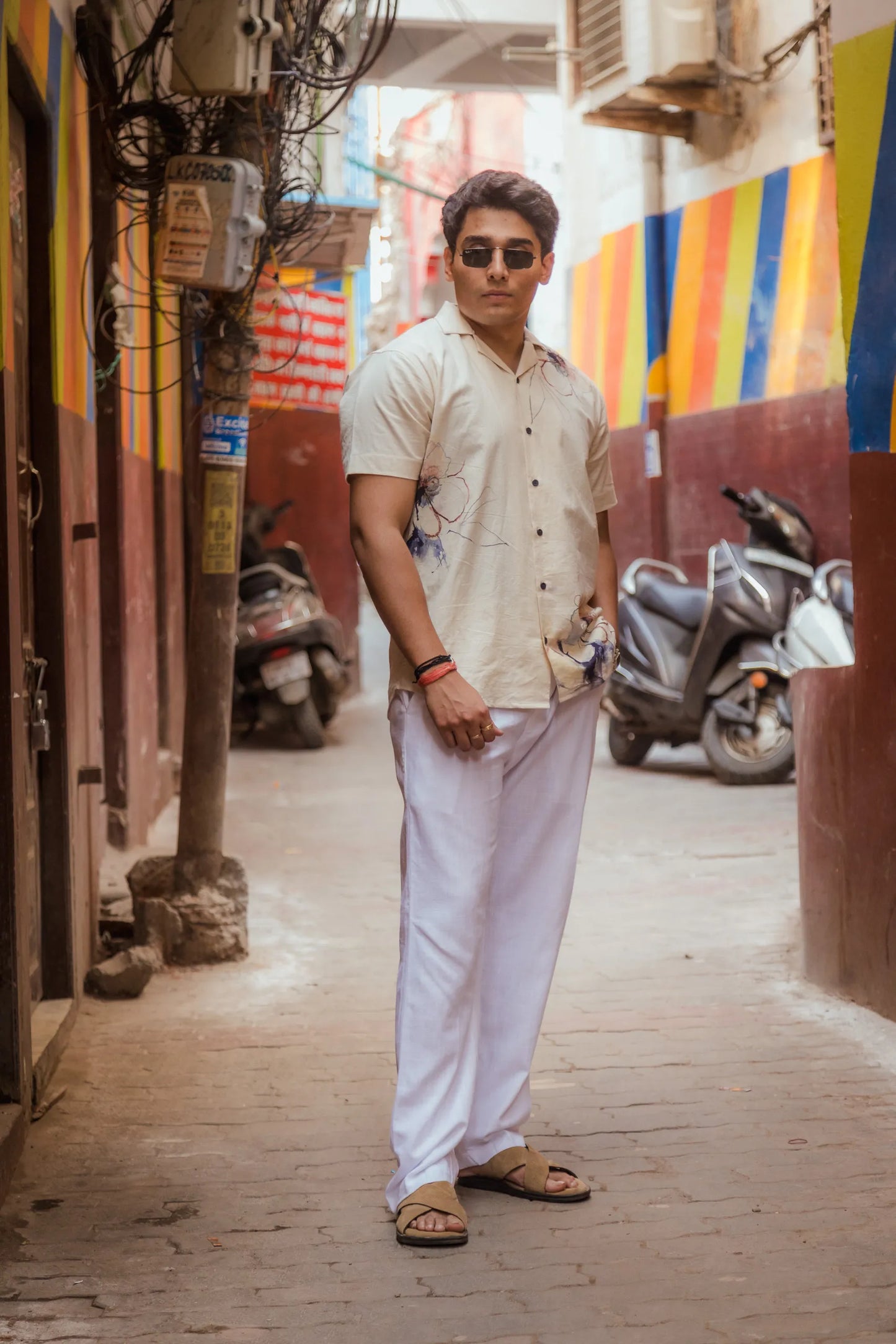 Petal Bloom - Placement Printed Linen Designer Shirt
