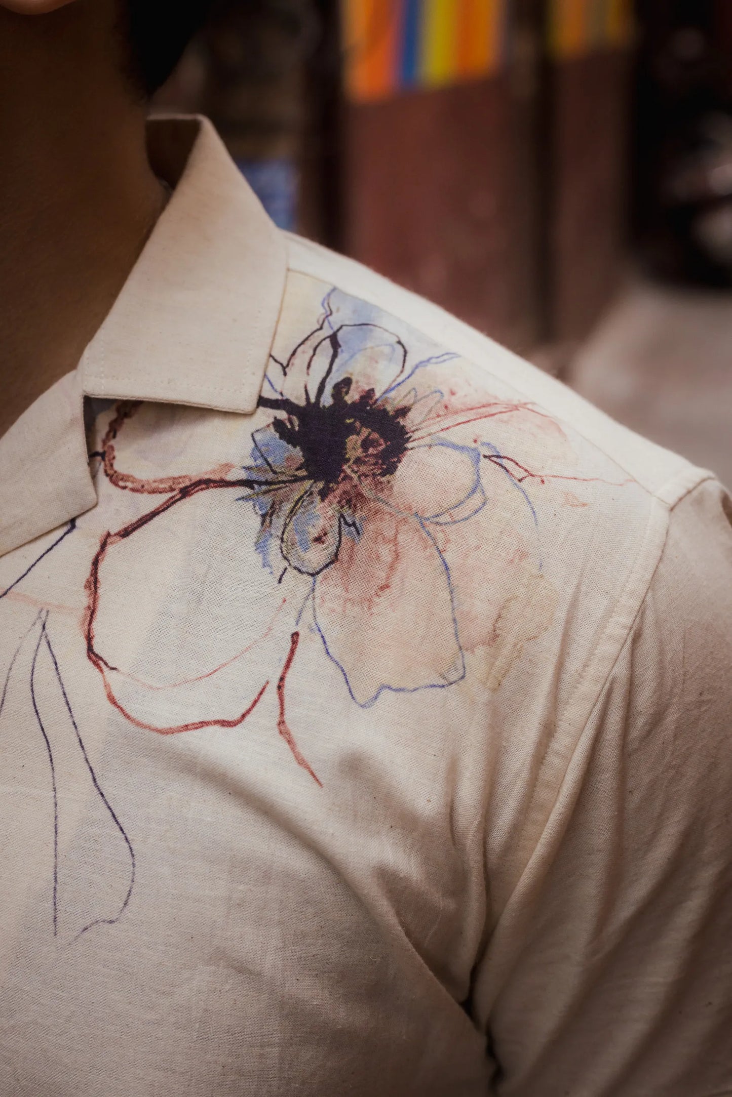 Petal Bloom - Placement Printed Linen Designer Shirt