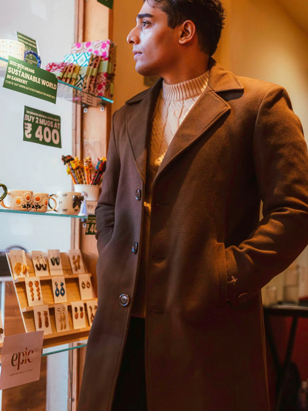 Men Ankle Length Long Trench Coat