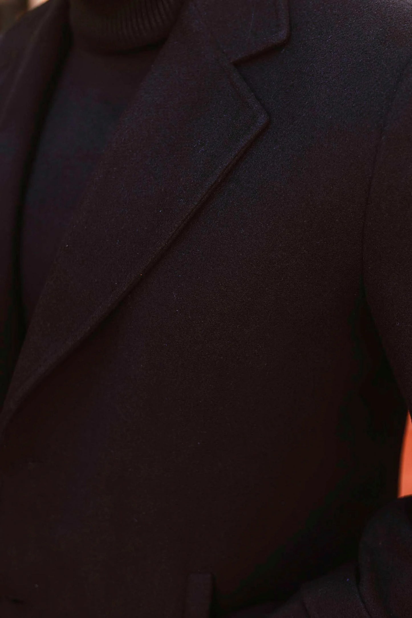 Men Long Coat Solid Weave