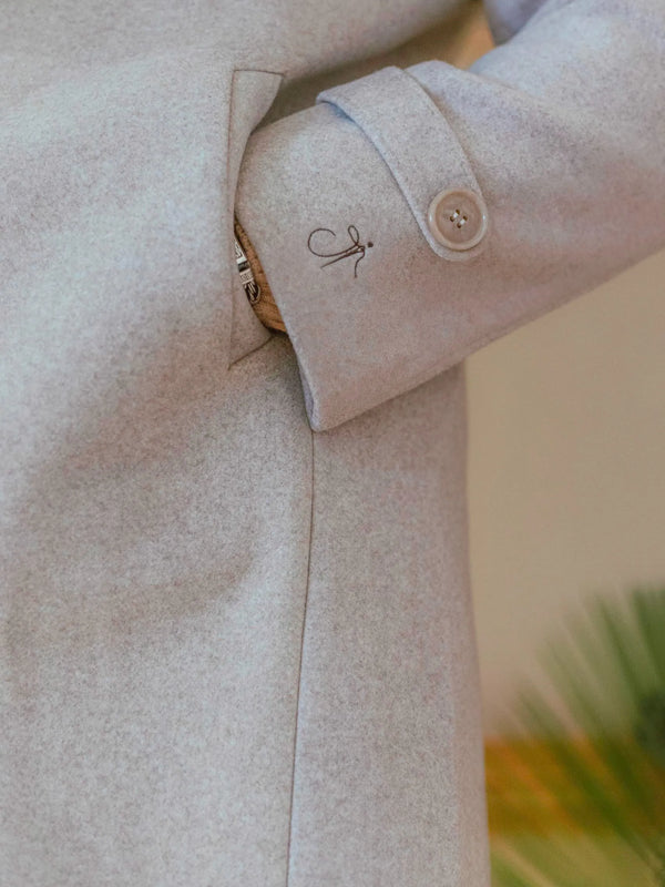 Men Long Coat Solid Weave