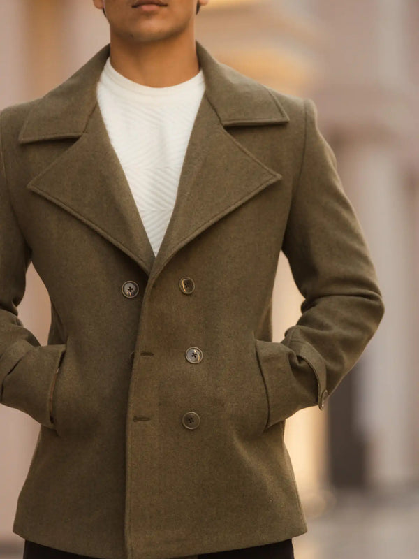 Men Double Breasted Short Coat
