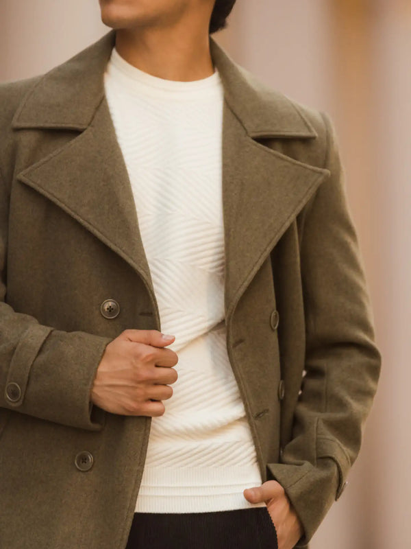 Men Double Breasted Short Coat