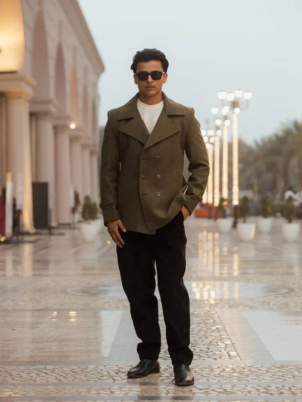 Men Double Breasted Short Coat