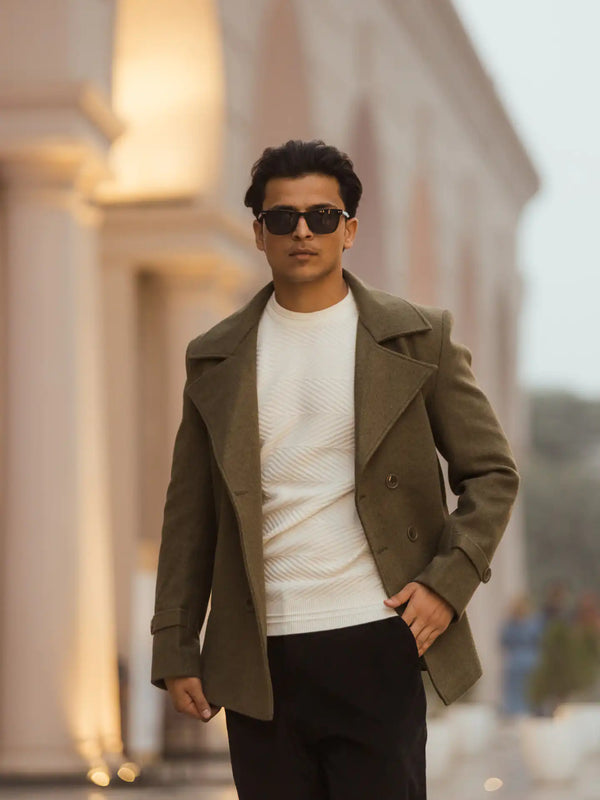 Men Double Breasted Short Coat