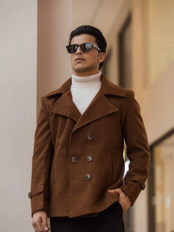 Men Double Breasted Short Coat