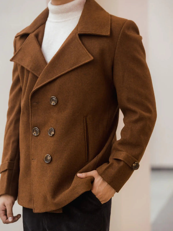 Men Double Breasted Short Coat