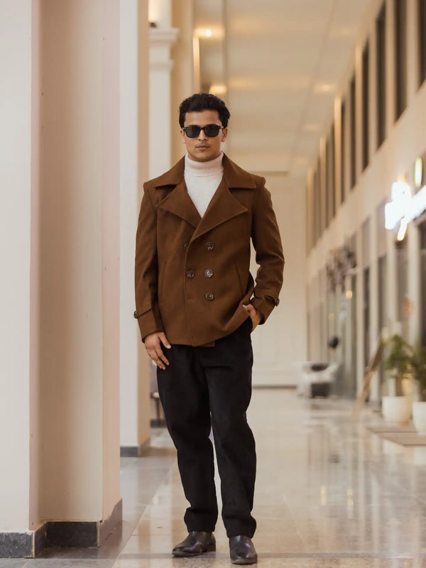 Men Double Breasted Short Coat