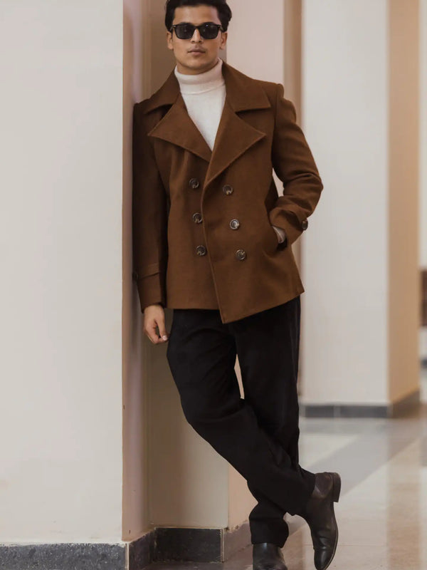 Men Double Breasted Short Coat