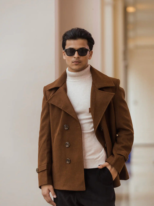 Men Double Breasted Short Coat