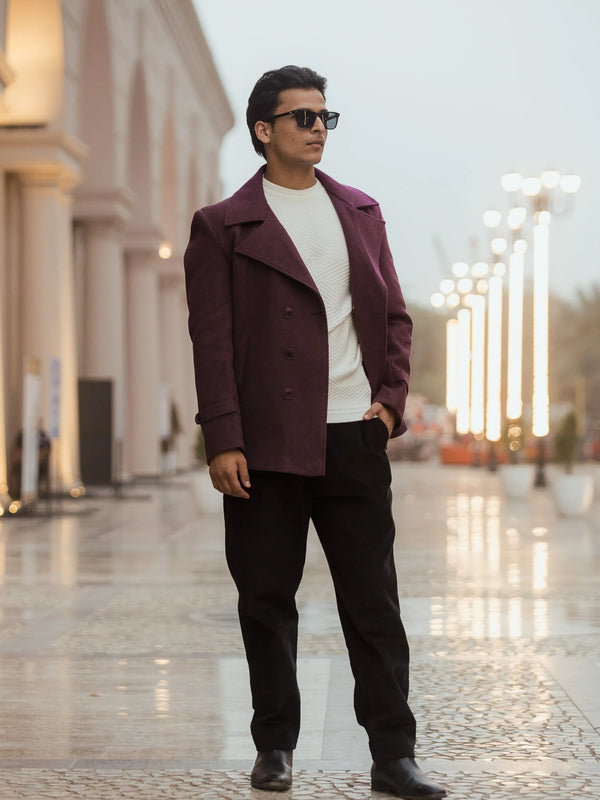 Men Double Breasted Short Coat