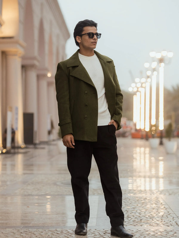 Men Double Breasted Short Coat