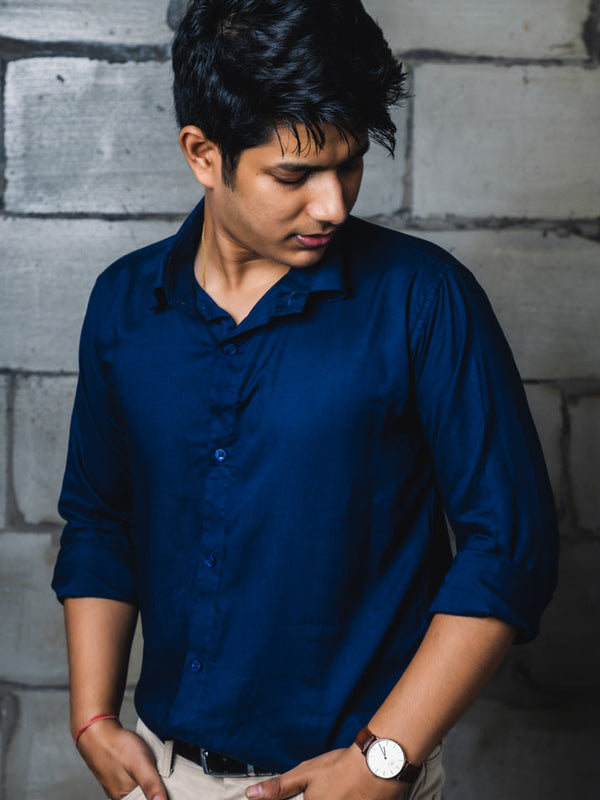 Solid Rayon Slim Fit Shirt