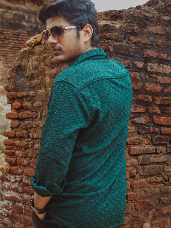 Sustainable Chikankari Embroidered Unisex Oversized Rayon Shirt