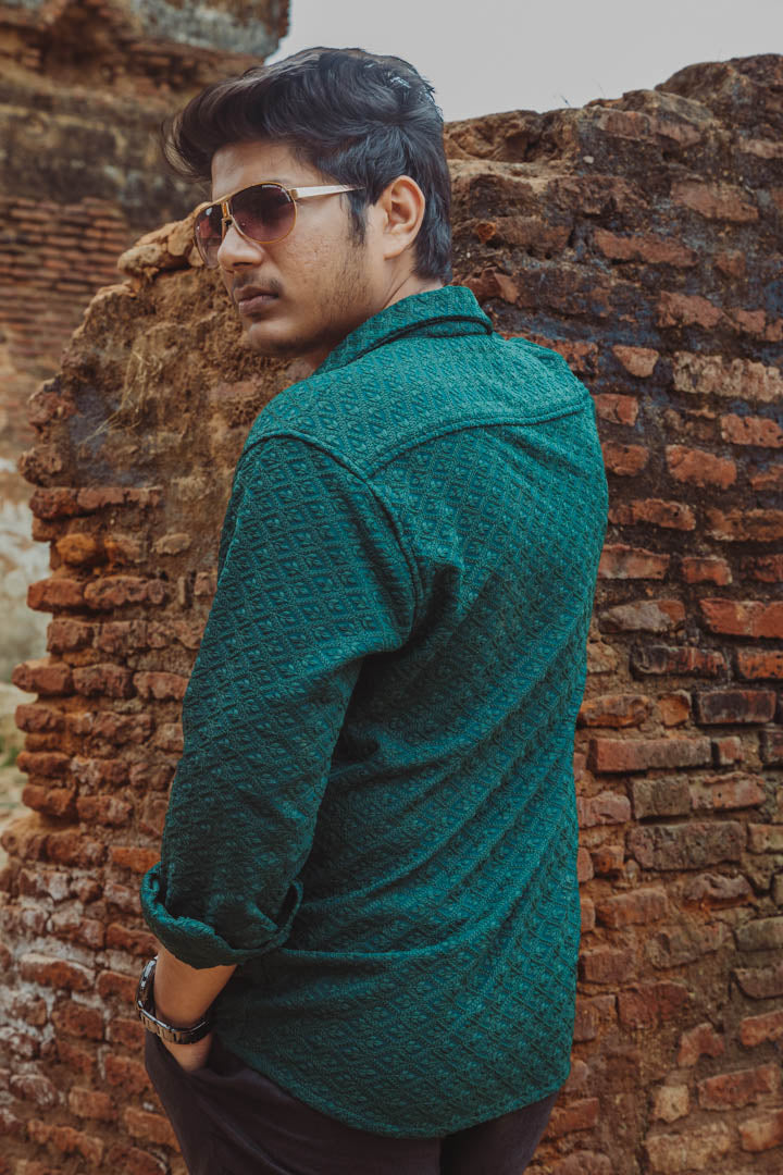 Sustainable Chikankari Embroidered Unisex Oversized Rayon Shirt