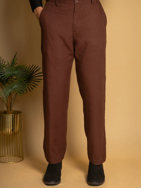Straight Fit Linen Trouser