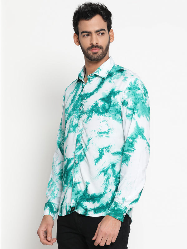 Brown and Grey Slim Fit Sustainable Tie Dye Shirt