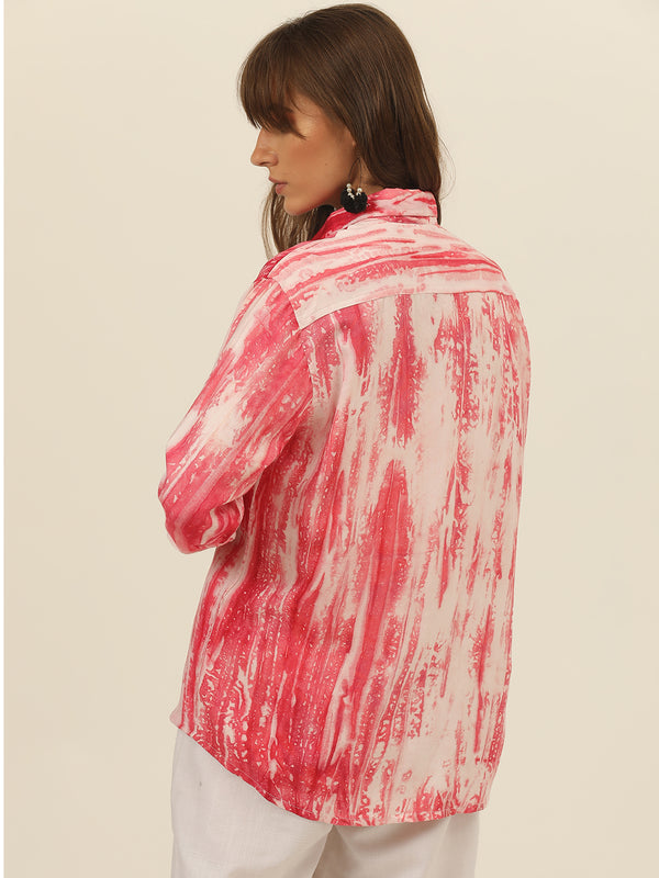 Striped Tie Dye Pashmina Rayon Regular Fit Women Shirt