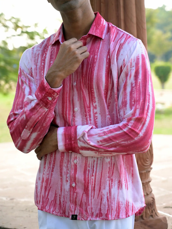 Striped Tie Dye Pashmina Rayon Regular Fit Unisex Shirt