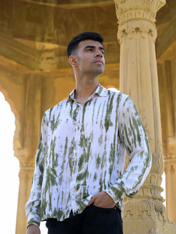 Striped Tie Dye Pashmina Rayon Regular Fit Unisex Shirt