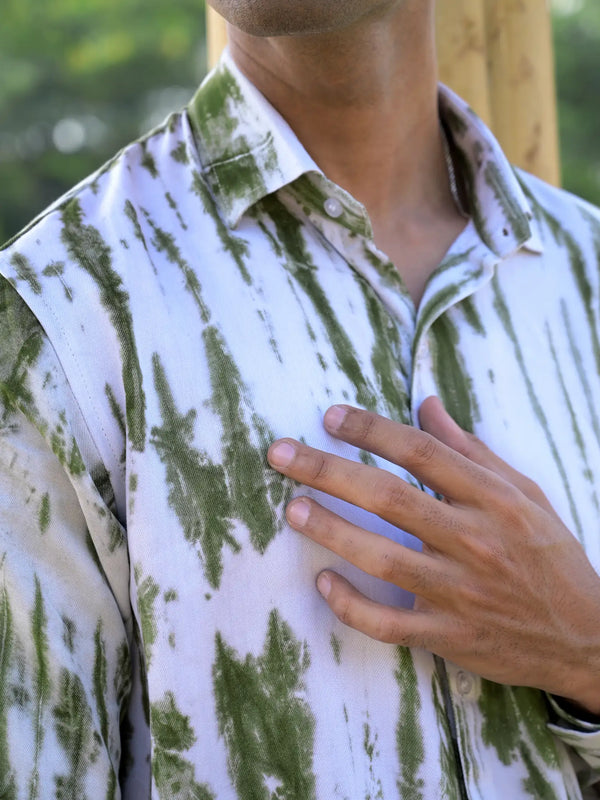 Striped Tie Dye Pashmina Rayon Regular Fit Unisex Shirt