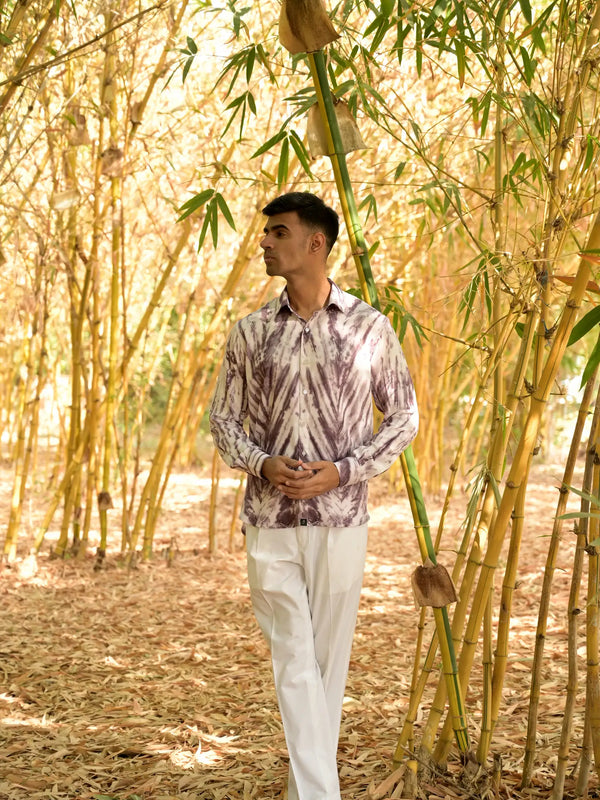 Striped Tie Dye Pashmina Rayon Regular Fit Unisex Shirt