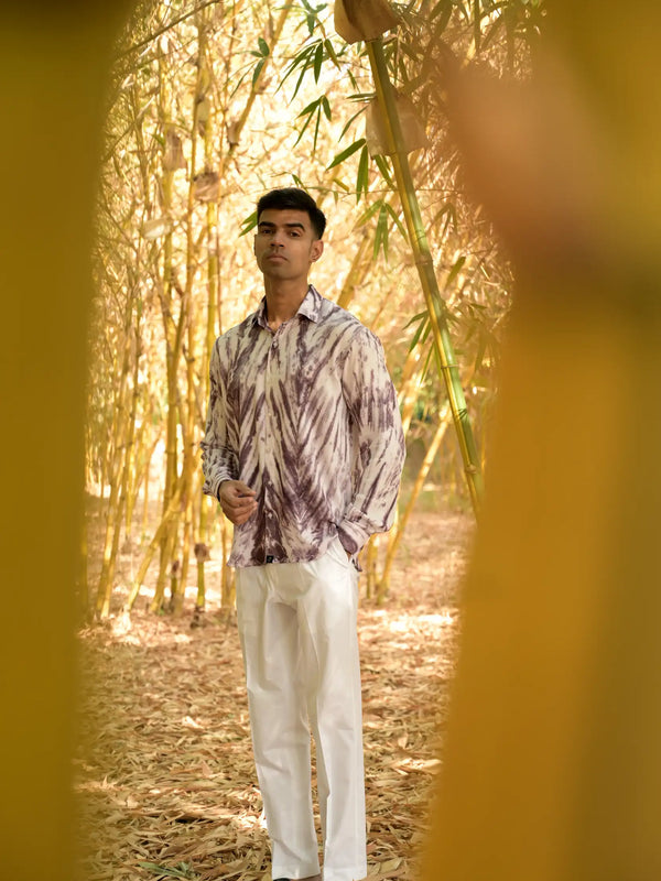 Striped Tie Dye Pashmina Rayon Regular Fit Unisex Shirt