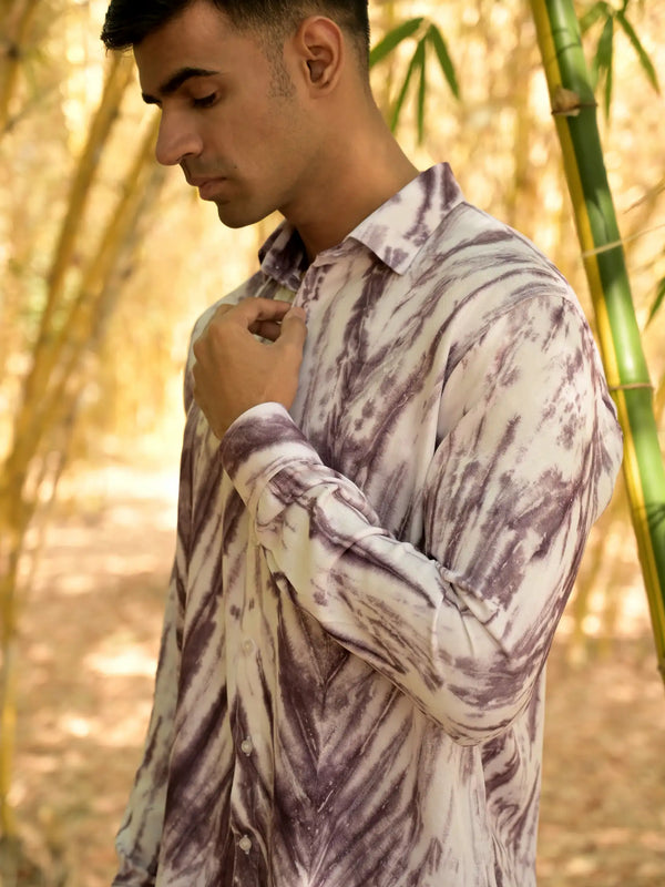 Striped Tie Dye Pashmina Rayon Regular Fit Unisex Shirt