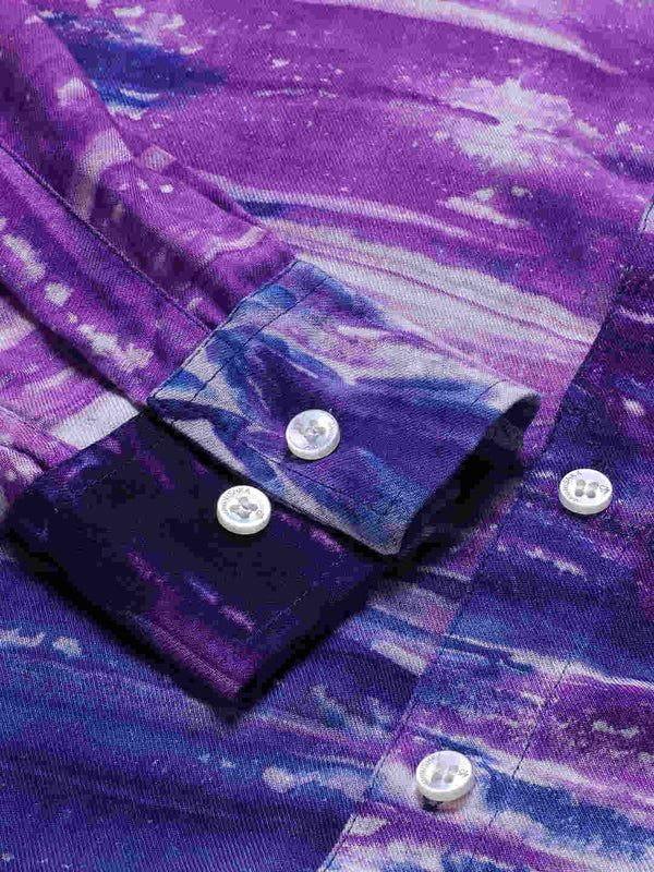 Horizontal Striped Tie Dye Slim Fit Unisex Rayon Shirt